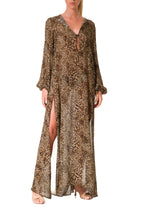Load image into Gallery viewer, 01-NAOMI-WR-KAFTAN DRESS LEOPARD

